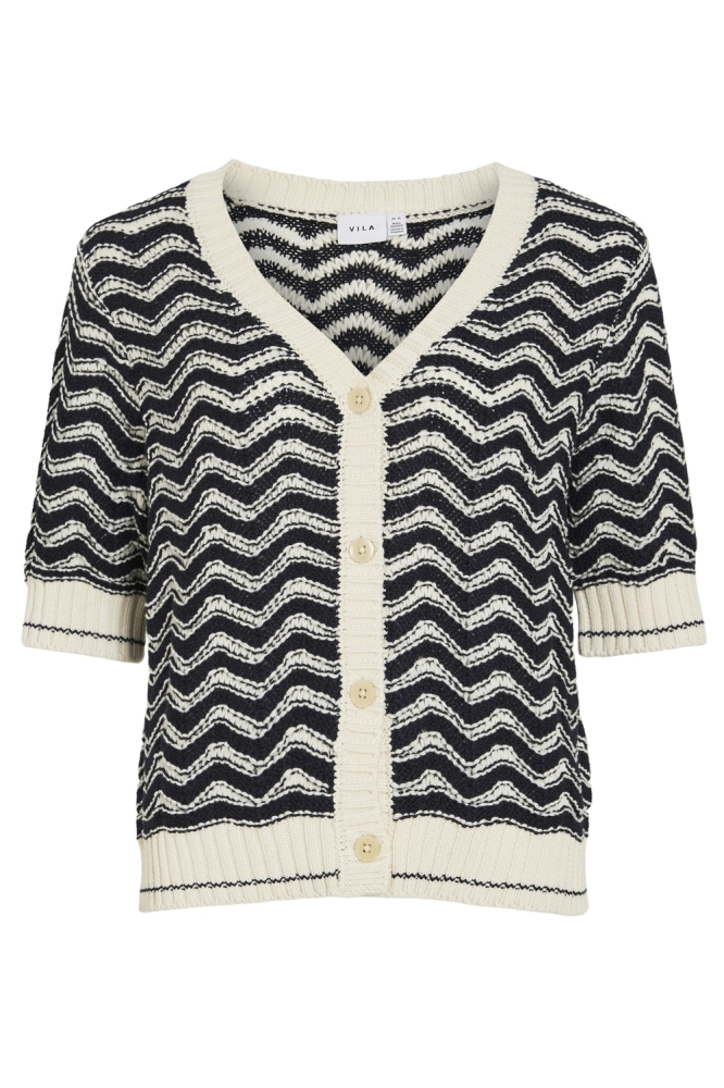 VIARIN 2/4 BUTTON KNIT CARDIGAN 14104632 BIRCH/NAVY BLAZE